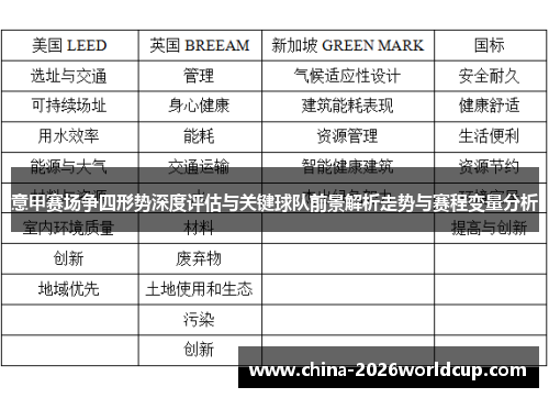意甲赛场争四形势深度评估与关键球队前景解析走势与赛程变量分析
